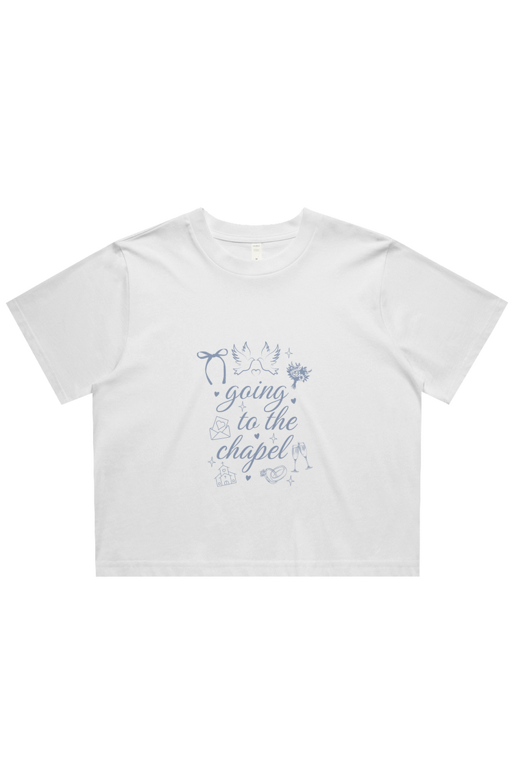 going to the chapel graphic cropped tee