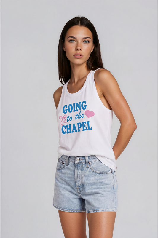 going to the chapel racerback cropped tank