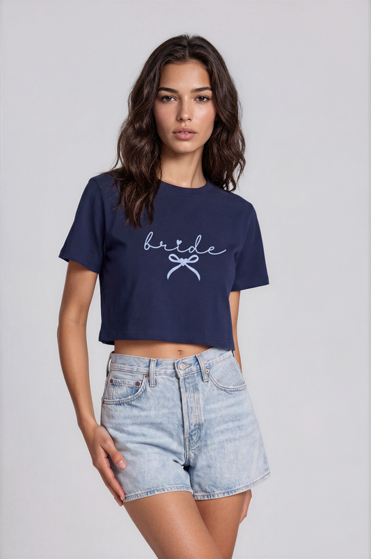 something blue bridal cropped tee