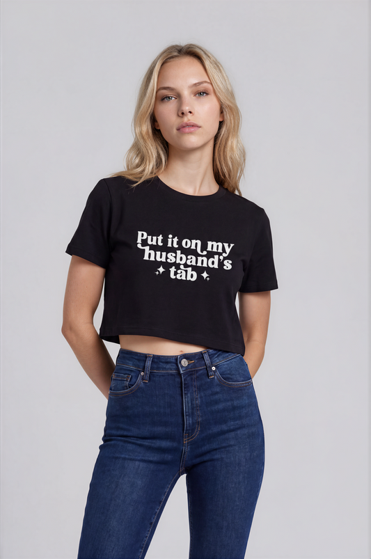 put it on my husbands tab cropped tee