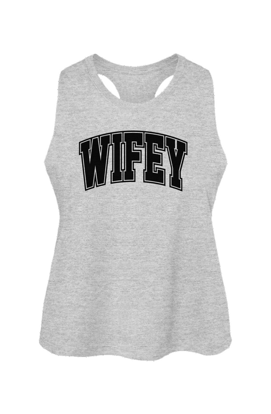 wifey collegiate racerback cropped tee