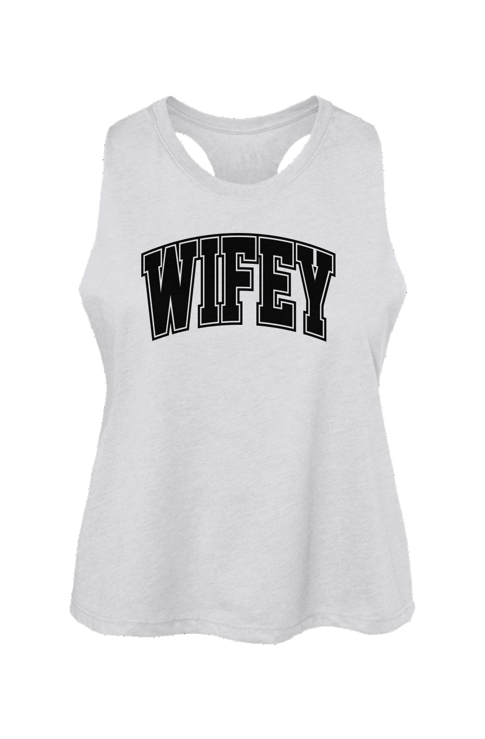 wifey collegiate racerback cropped tee
