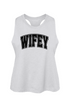 wifey collegiate racerback cropped tee