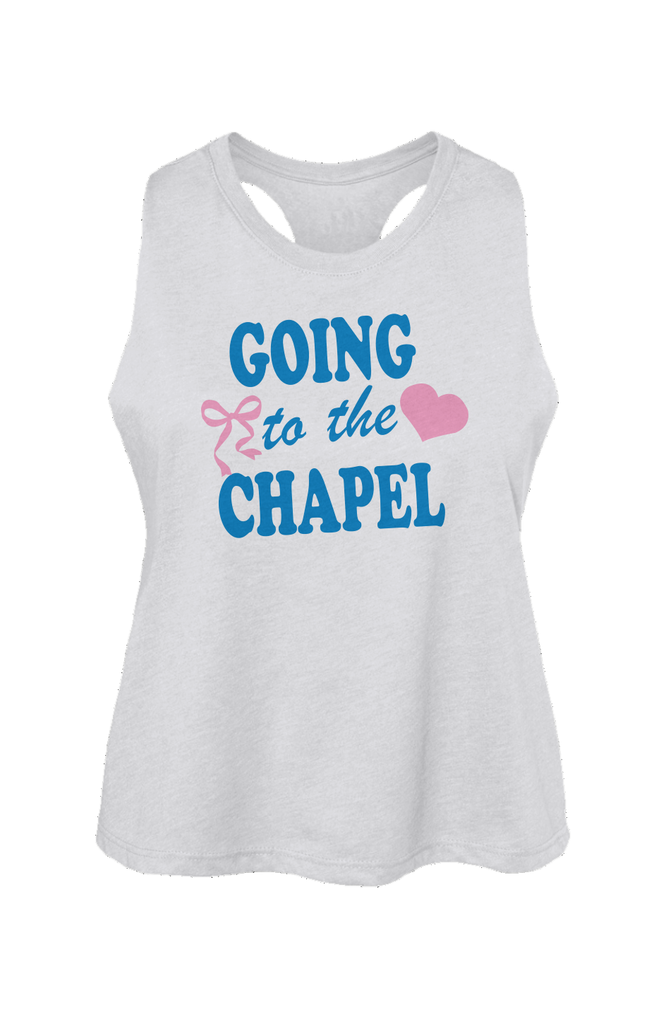 going to the chapel racerback cropped tank