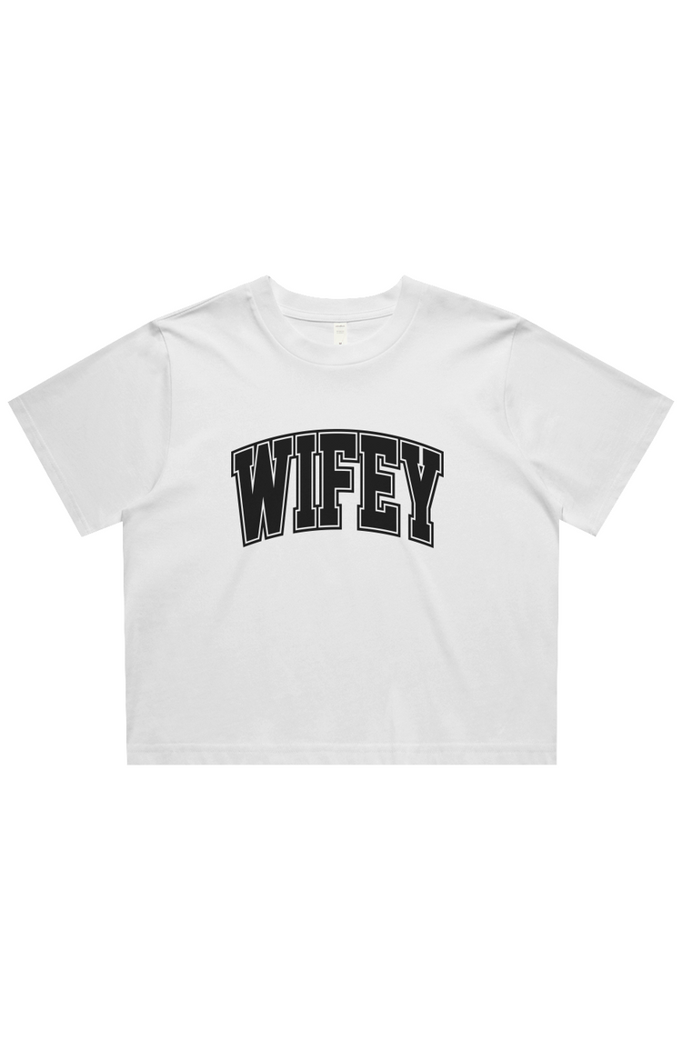 wifey collegiate cropped tee
