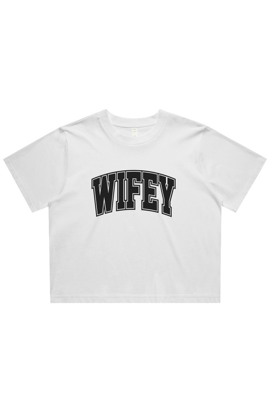 wifey collegiate cropped tee