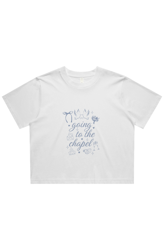 going to the chapel graphic cropped tee 