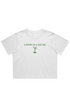 a bride in a tini bit cropped tee