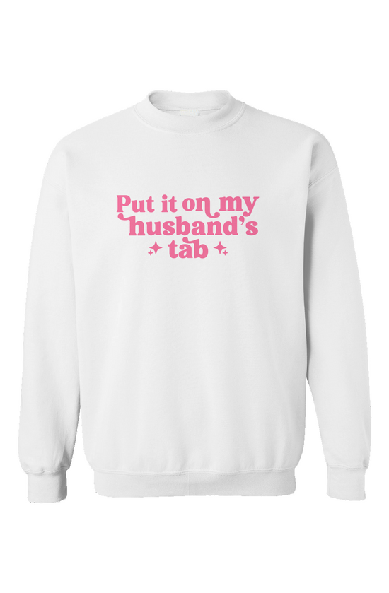 put it on my husbands tab crewneck sweatshirt 