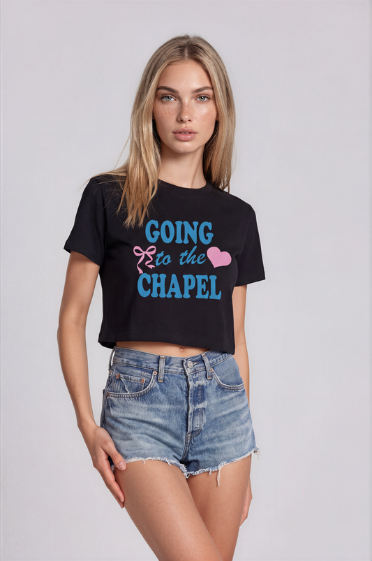 going to the chapel cropped tee