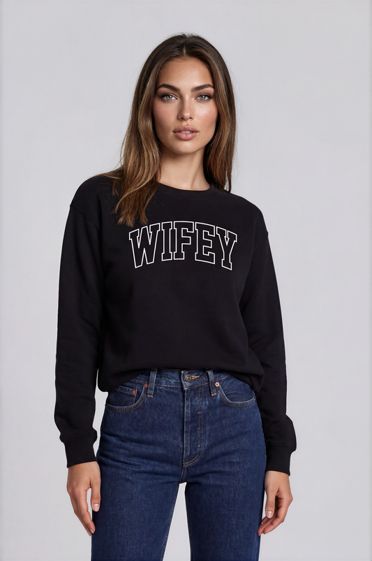 wifey varsity crewneck sweatshirt