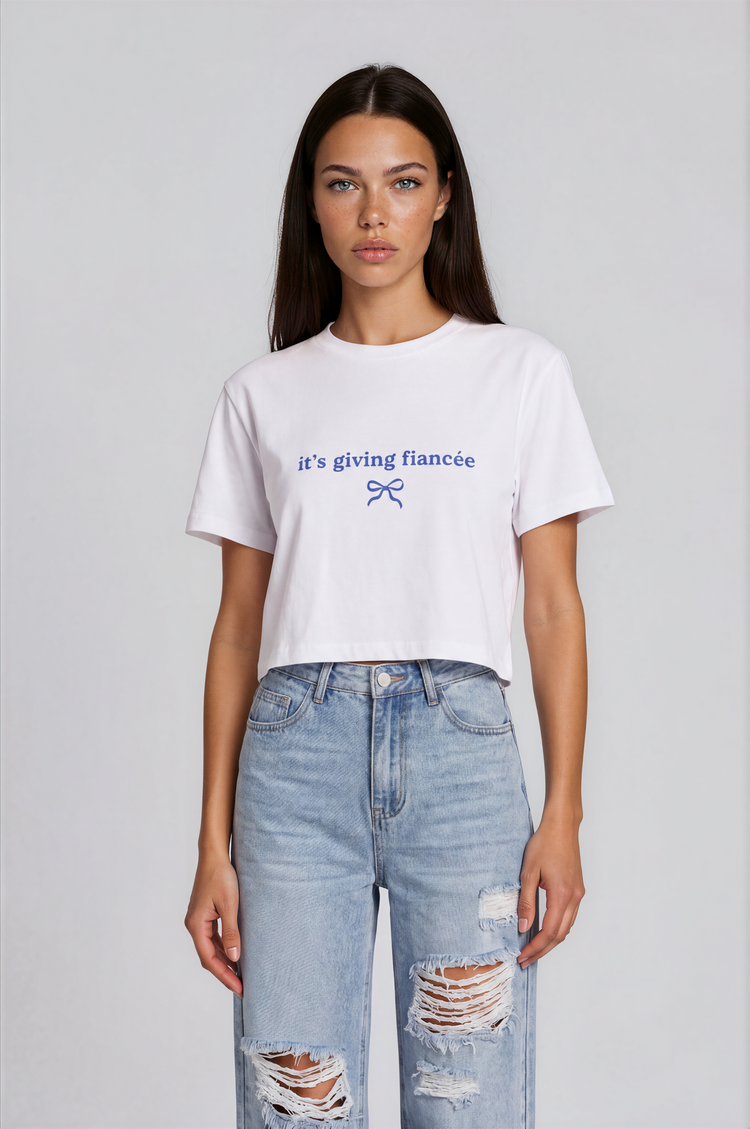 it's giving fiancée cropped tee