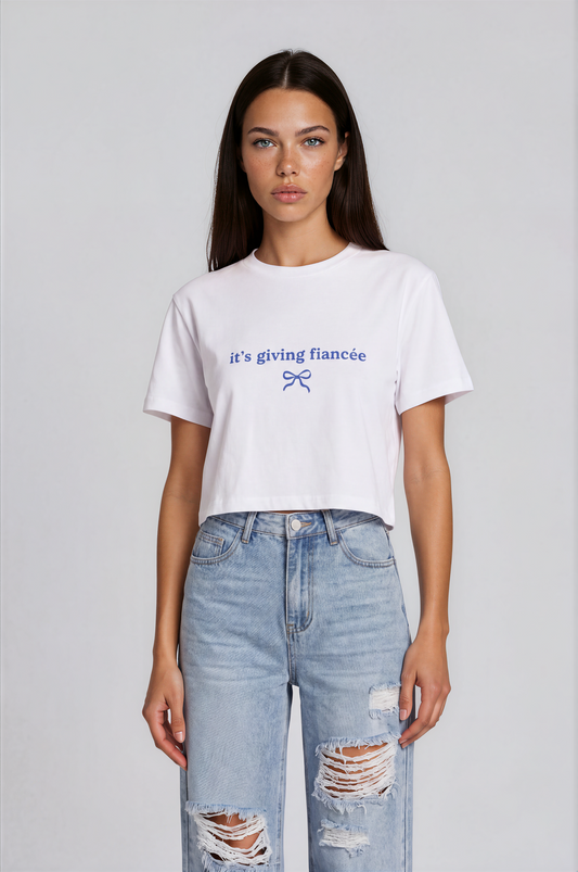 it's giving fiancée cropped tee