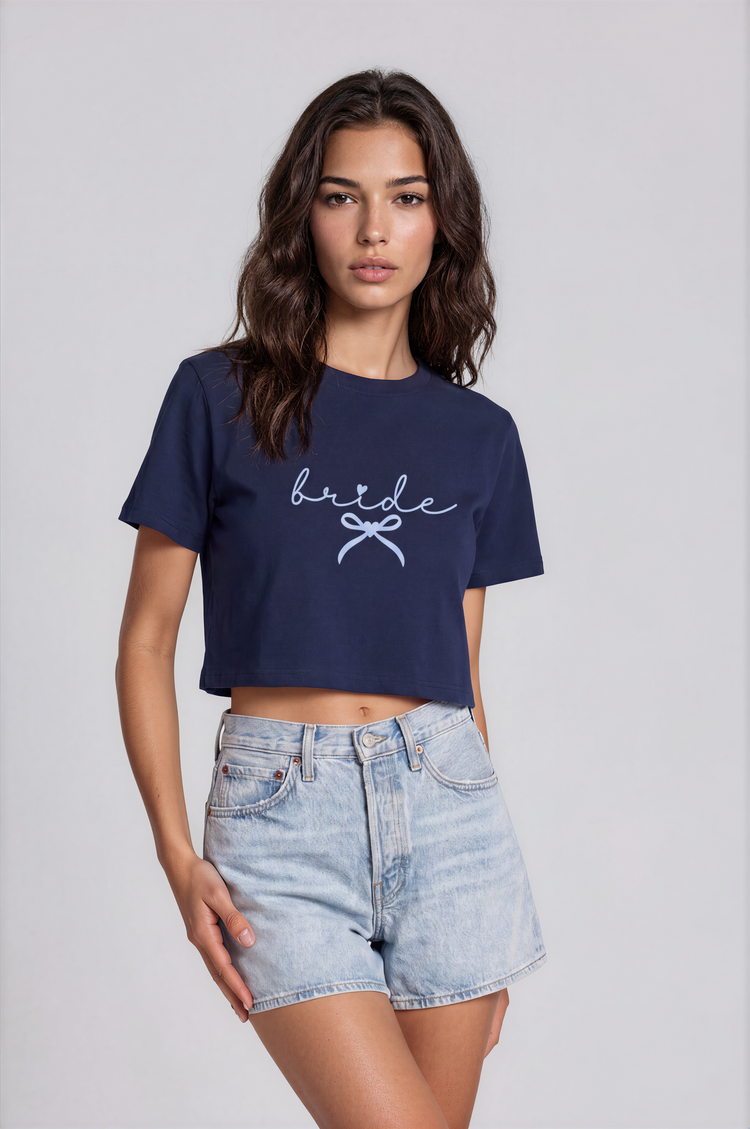 something blue bridal cropped tee