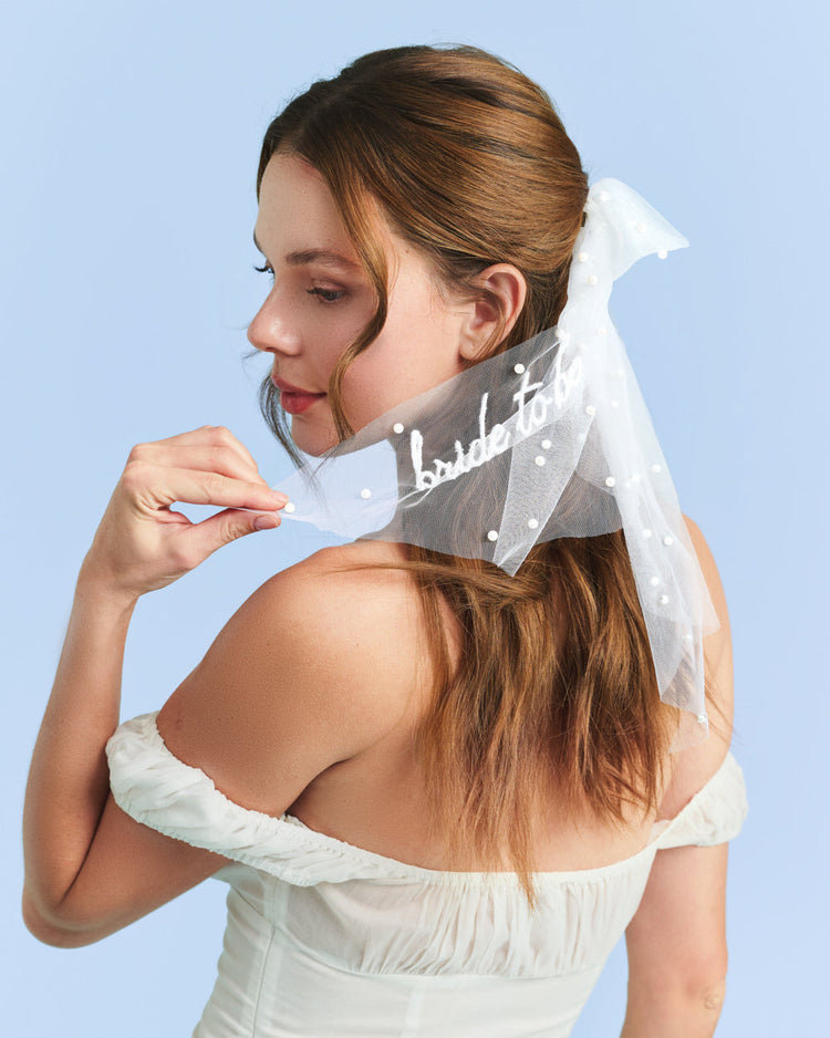 Pearl to Be Bow - white tulle bow w/ pearls
