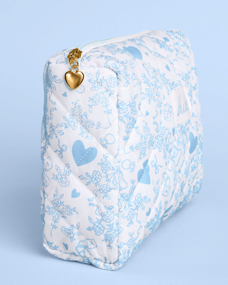 Something Blue Bag - quilted cosmetic bag