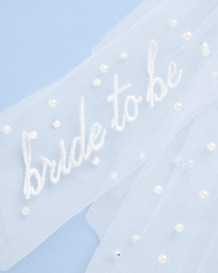 Pearl to Be Bow - white tulle bow w/ pearls